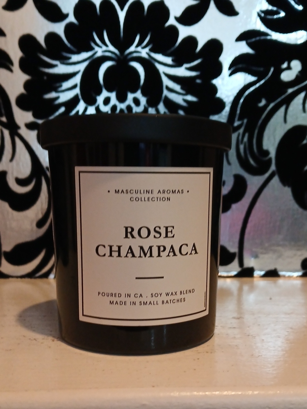Rose Champaca Scented Candle — Black Jar